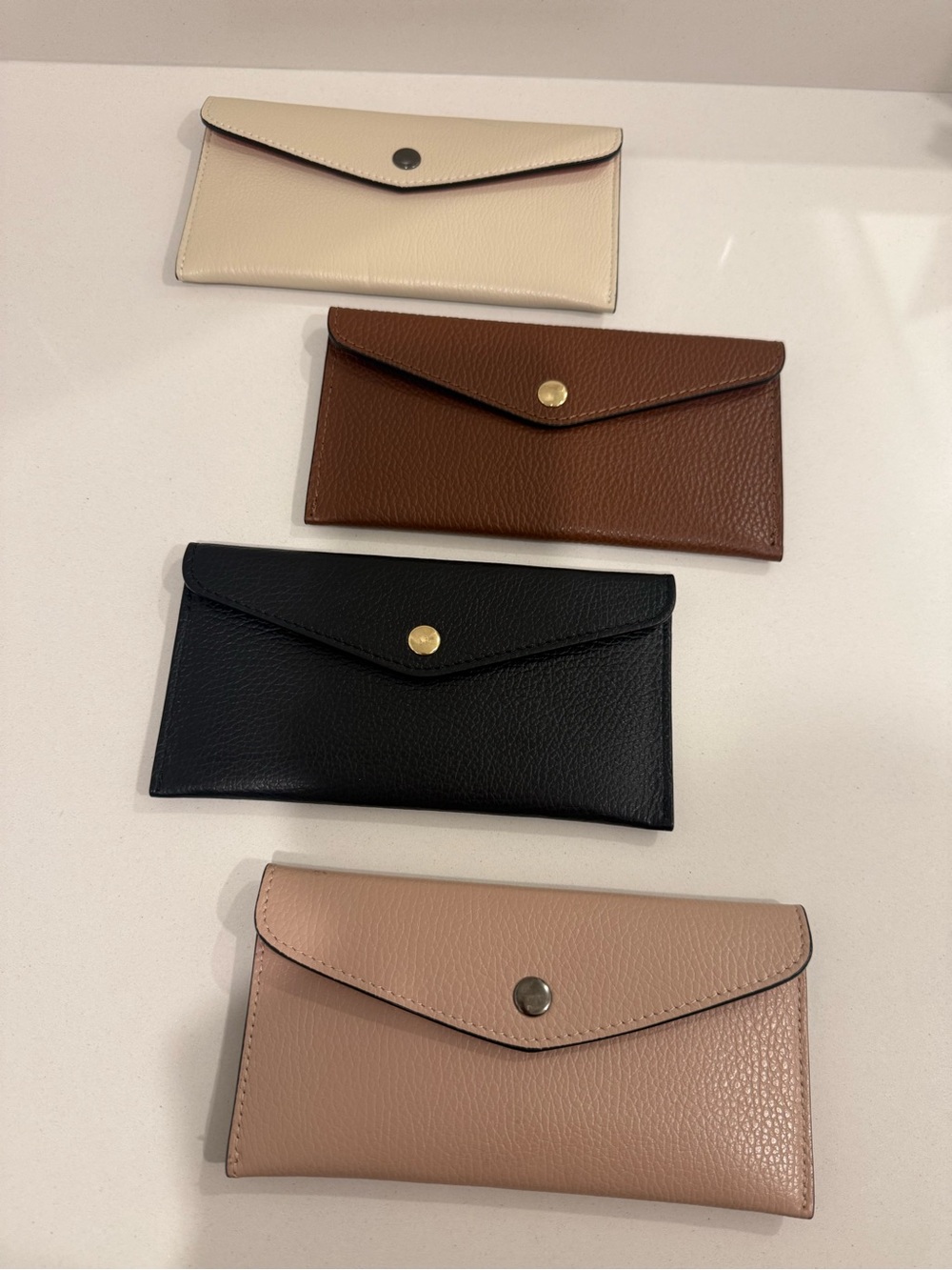 Classic Envelope Italian Leather Wallet - Cream, Brown, Black, Blush